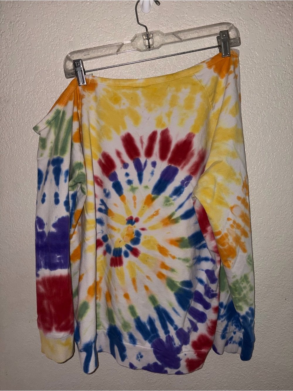🌈EUC Torrid "Rainbow🌈Tie-Dye Off-The-Shoulder Sweatshirt” White🤍 Sz 2•2X|18-20 - Picture 12 of 12